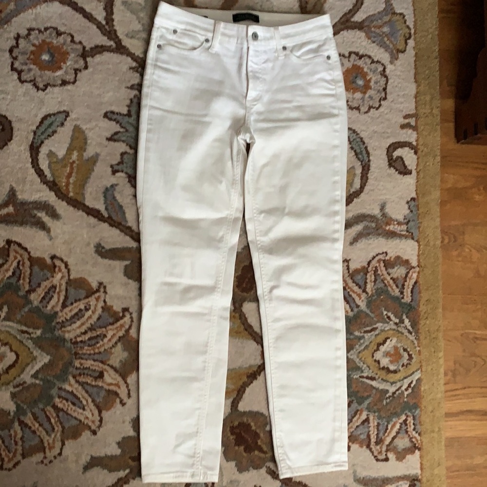 Talbots stretch slim ankle white jeans